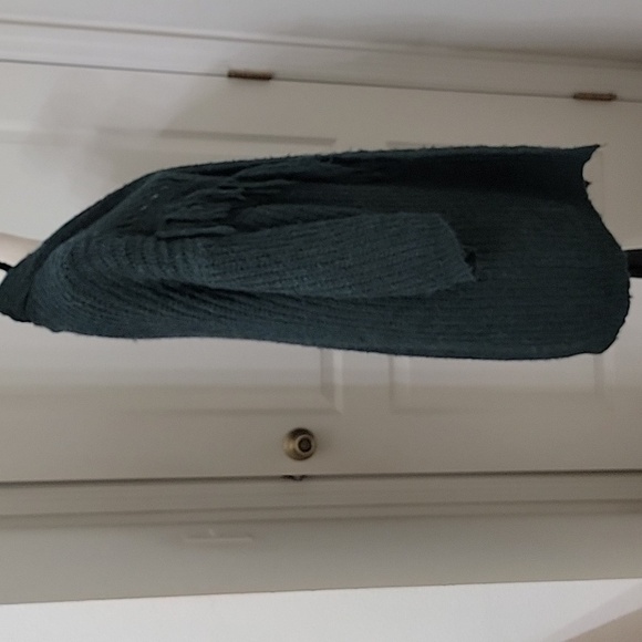 for Anthropologie Size OS Mottled Green Stevie Fringed Knit Kimono, EUC - Picture 5 of 13